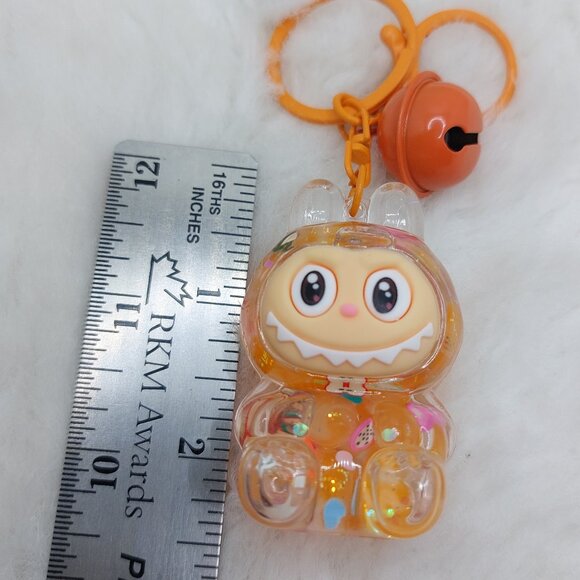 2/$19 Labubu Flowing Sand Exquisite orange keychain with bell - Picture 4 of 8